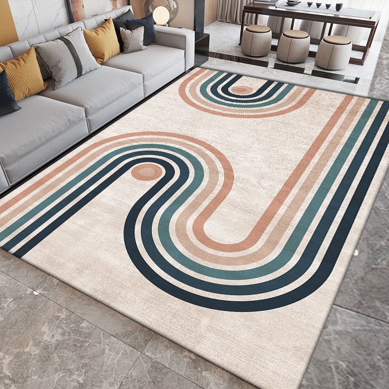 Beige Nordic Carpet Polyester Color Piece Area Rug Stain Resistant Rug for Sitting Room