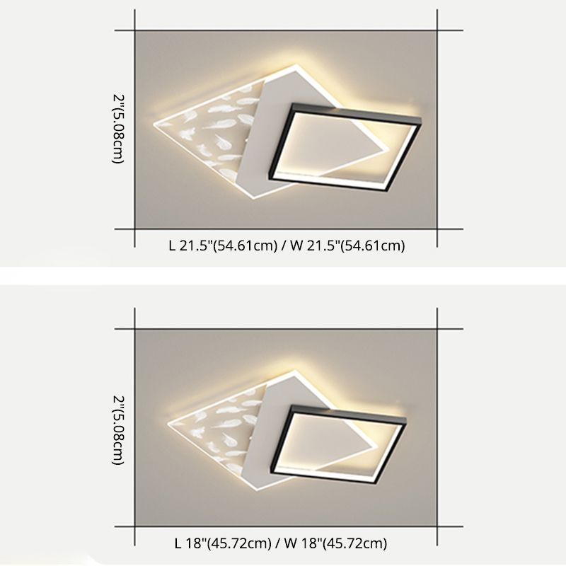 Plumage acrylique encastré moderne noir et blanc LED salon plafonnier fixations