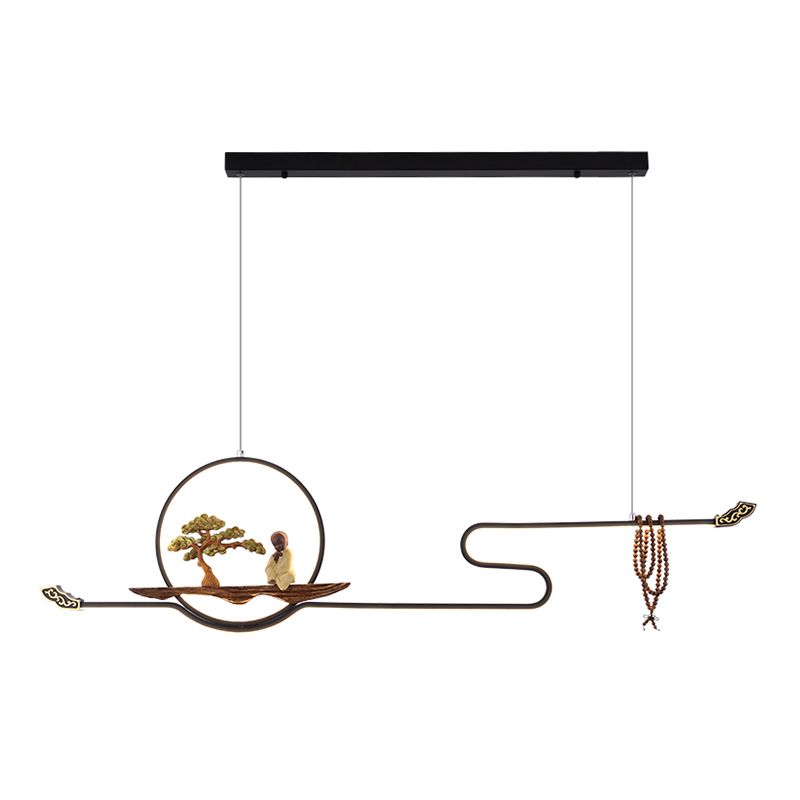 Luces colgantes colgantes lineales de estilo moderno de metal de metal de 2 luces accesorios de iluminación colgantes