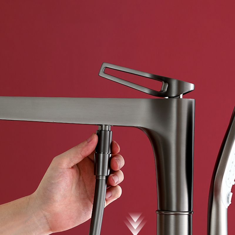 Bathroom Faucet Floor Standing Handheld Shower Head Rod Handle Faucet