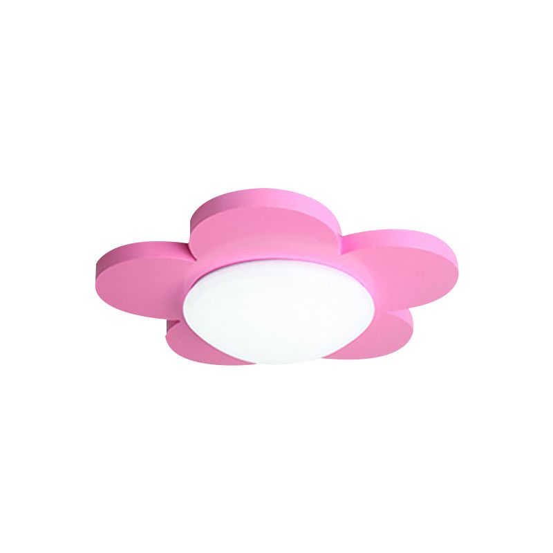 Luz de techo de dormitorio para niños, iluminación de montaje empotrado Macaron con pantalla floral acrílica