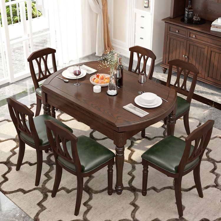 Mid-Century Modern Round Kitchen Dinner Table Solid Wood 4 Legs Dining Table