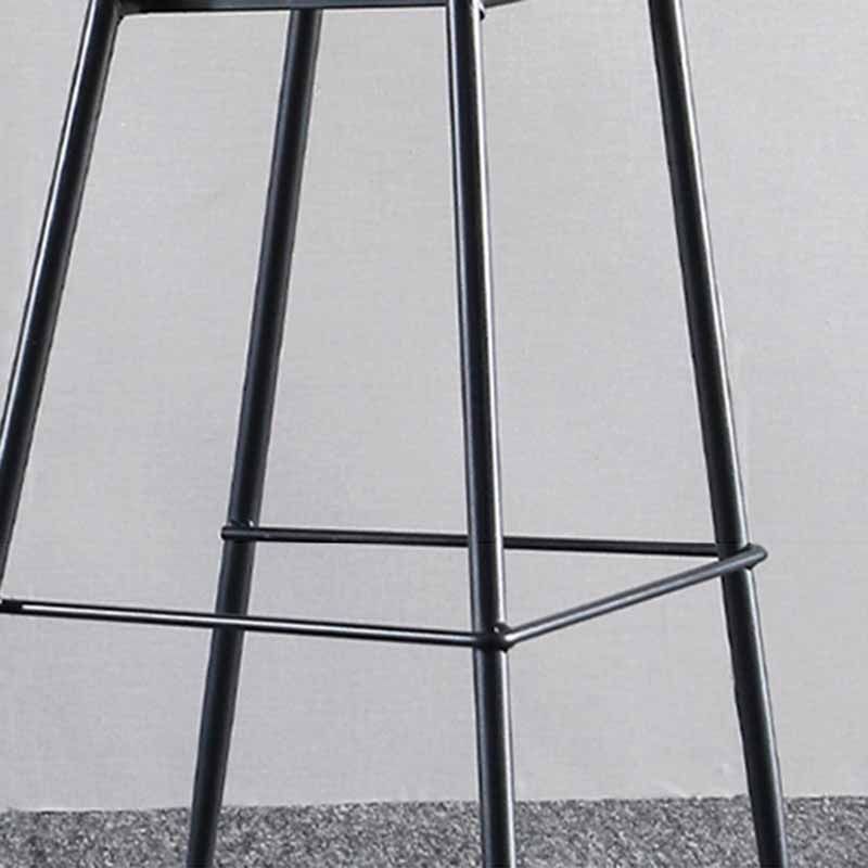Taburetes industriales de cuero para mostrador, taburetes de bar con respaldo bajo de metal negro con reposapiés