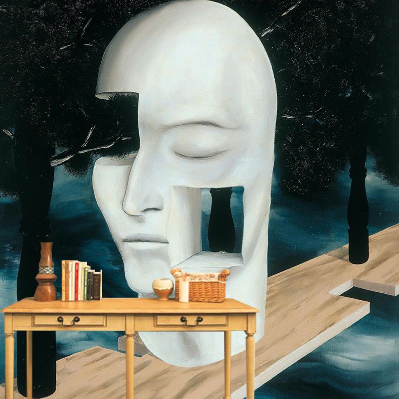 Rene Magritte Head Drawing Murals Surreal Water-Proof Home Gallery Wall Art, Made to Measure