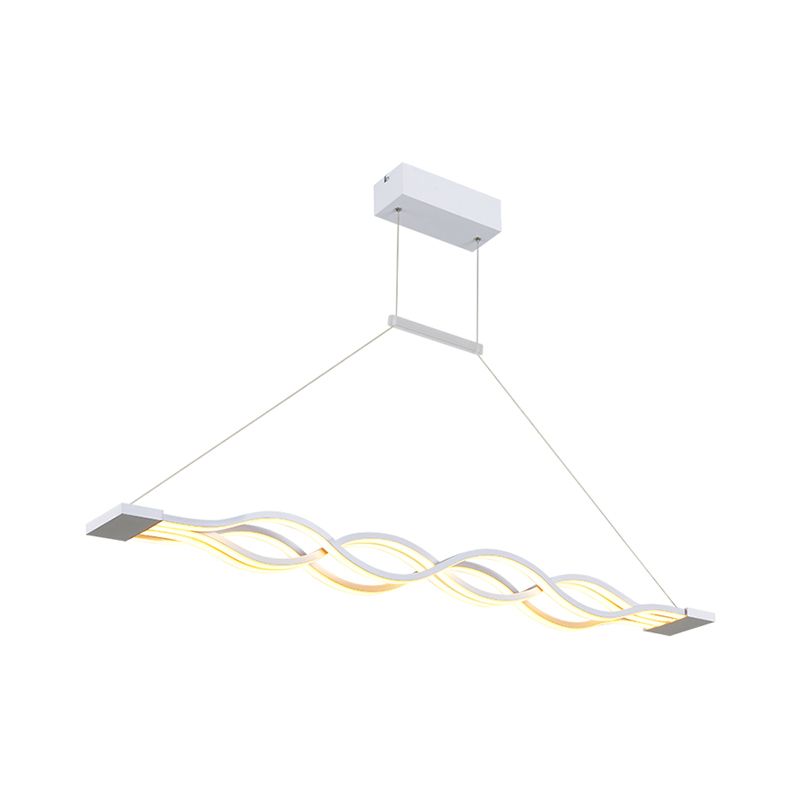 White Waves Island Light Fixture Minimal 2/4-Light Acrylic LED Suspension Lighting in Warm/White Light