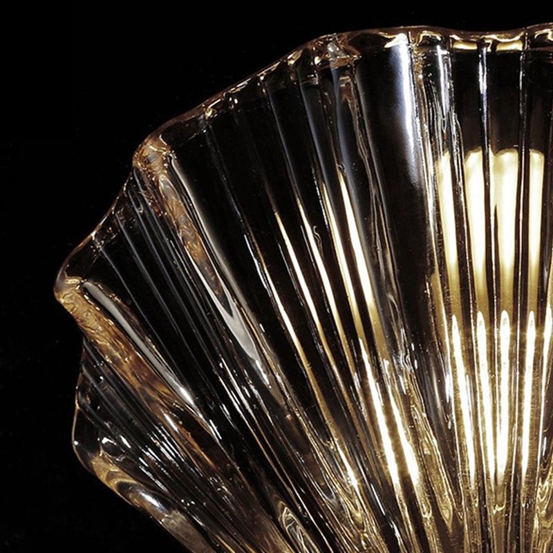 Glass Shell Shape Sconce Light Modern-Style 1 Light Wall Light Fixtures in Gold