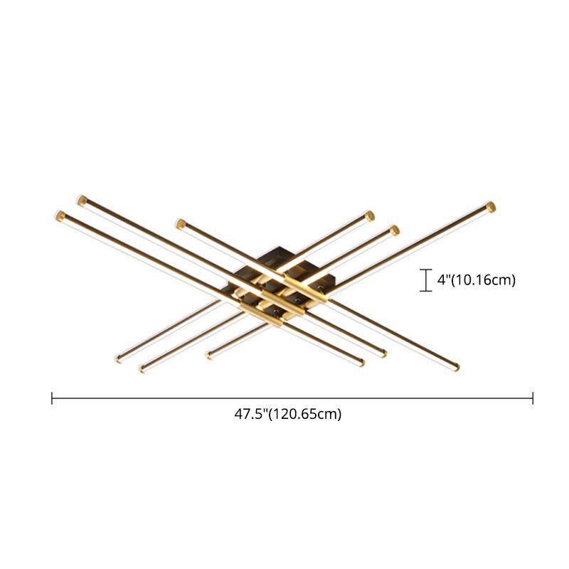 New Modern Linear Sputnik Flush Mount Ceiling Light Aluminum Living Room Flush Light