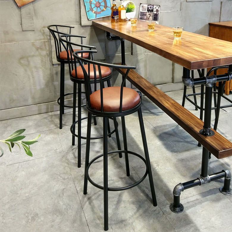 1/4/7 Pieces Industrial Rectangular Wood Top Pub Table with Metal Bar Stool Set