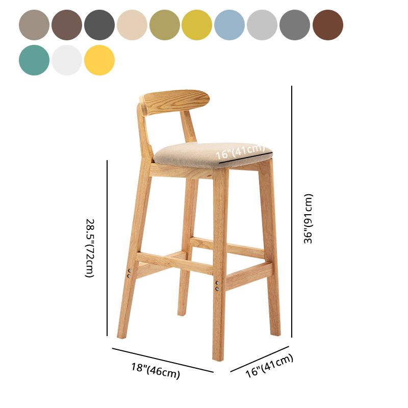 Taburete de bar sin brazos con respaldo moderno, taburete de bar de madera para tienda de té con leche con cojín