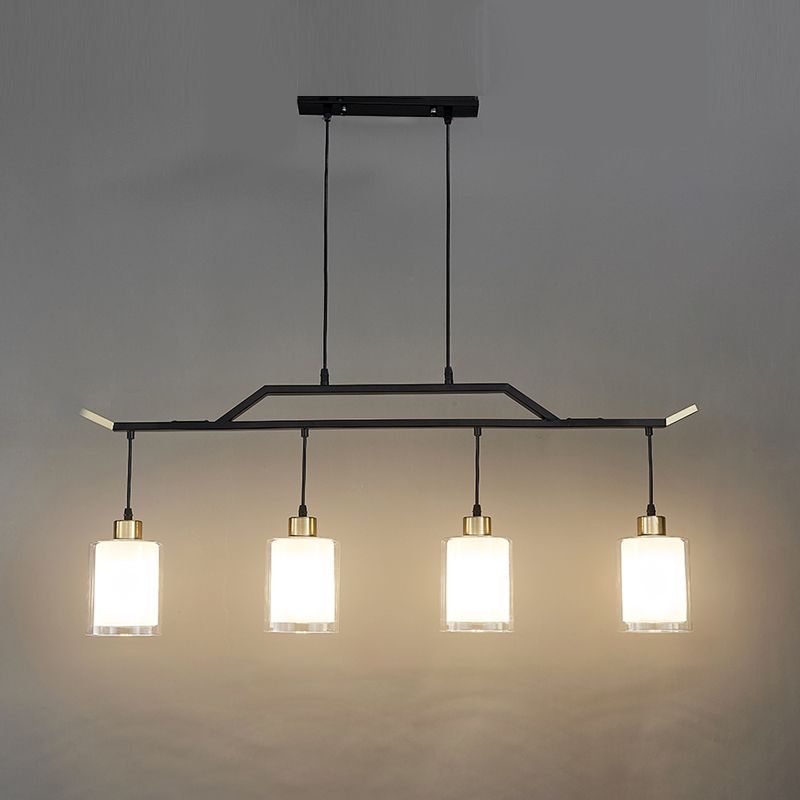 Black Island Chandelier Lights Glass Modern Hanging Lamp for Dining Room