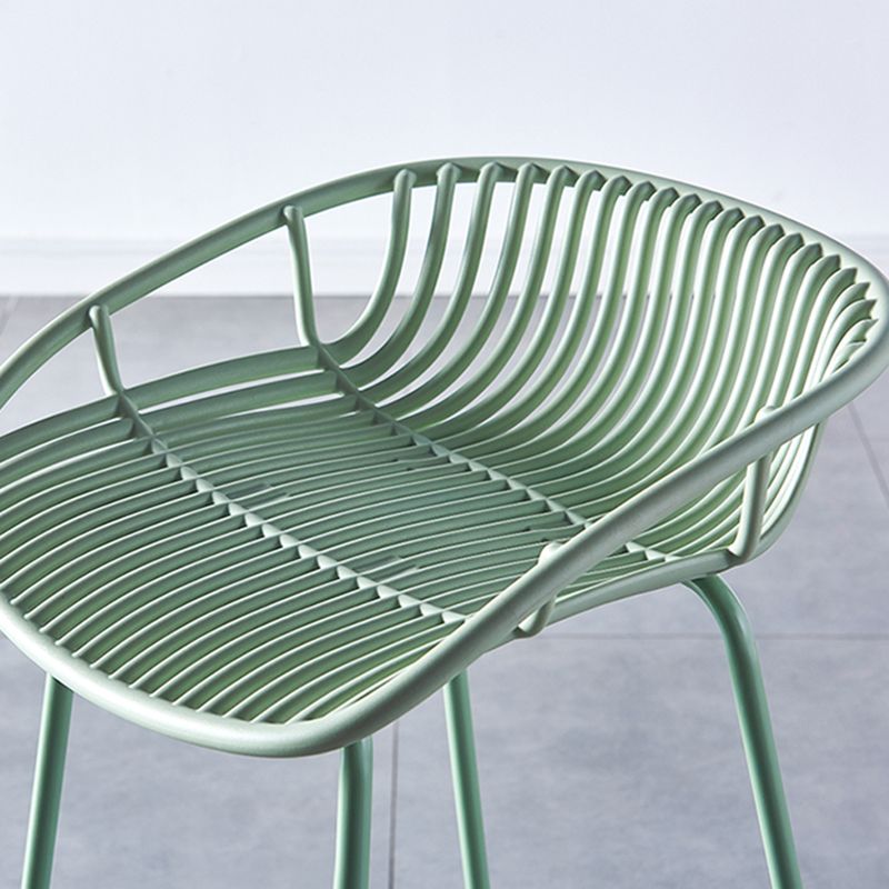 Nordic Backrest Counter Stool with Metal Base Plastic Armless Cafe Bar Chair with 4 Legs