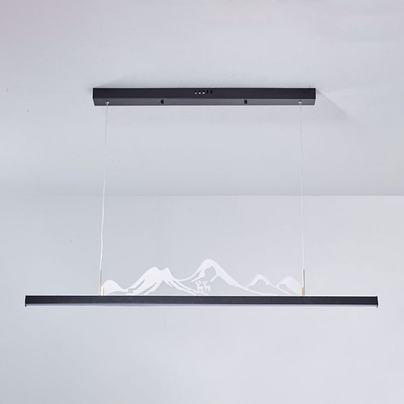 Modern Style Dining Chandelier Lamp Dining Room LED Long Strip Pendant Light Fixture