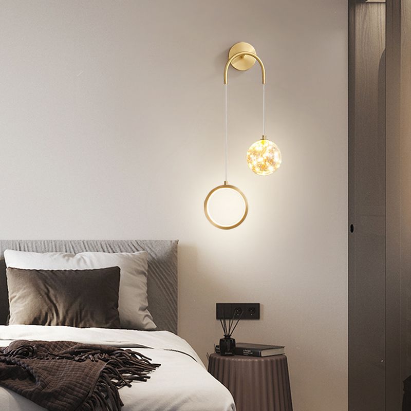 Modern Style Spherical Shape Wall Sconce Glass 2 Light Wall Lighting for Living Room