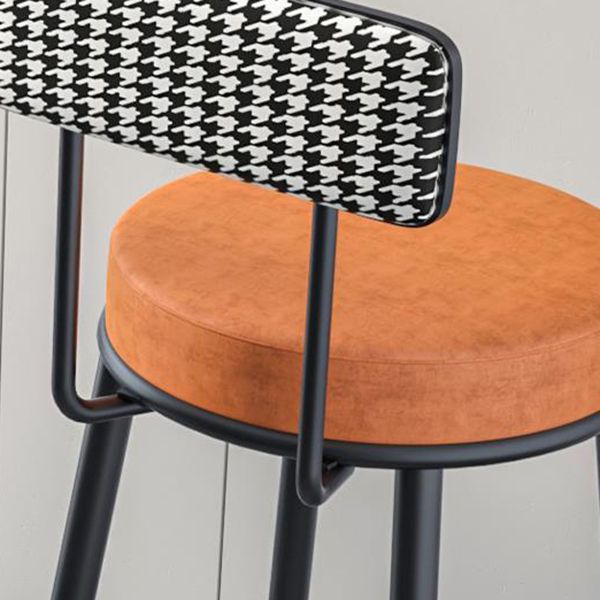 Modern Armless Backrest Counter Stool Iron Cafe Bar Stool with Pedal and Cushion