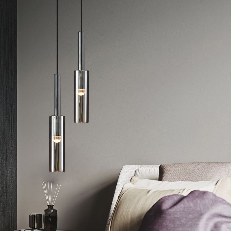 Cylinder Shade Hanging Light Modern Style Crystal Pendant Lights for Living Room