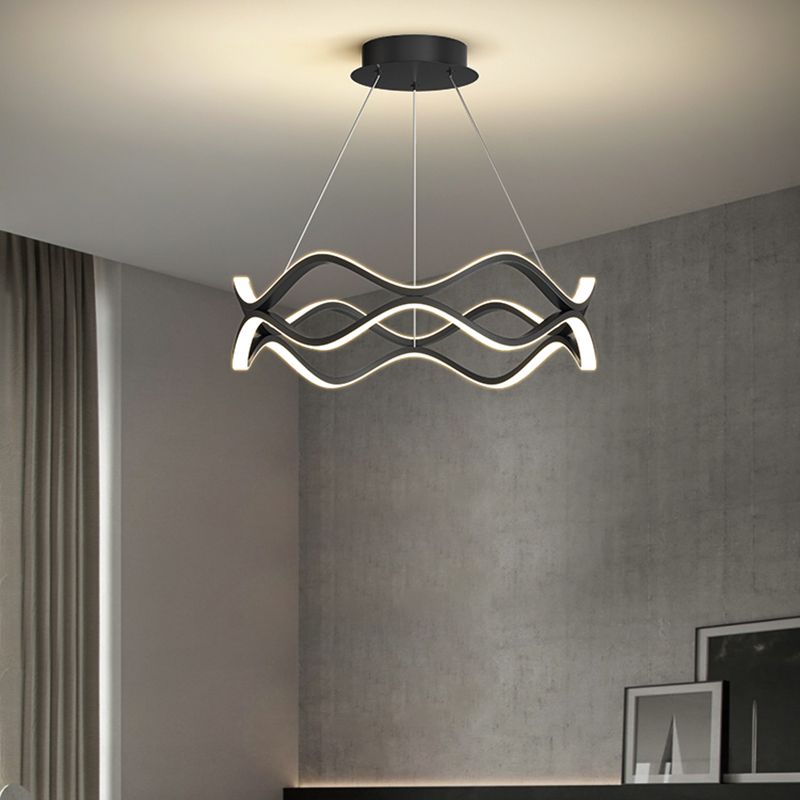 Metal Linear Chandelier Modern Style LED 2 Light Chandelier Lamp for Dining Room