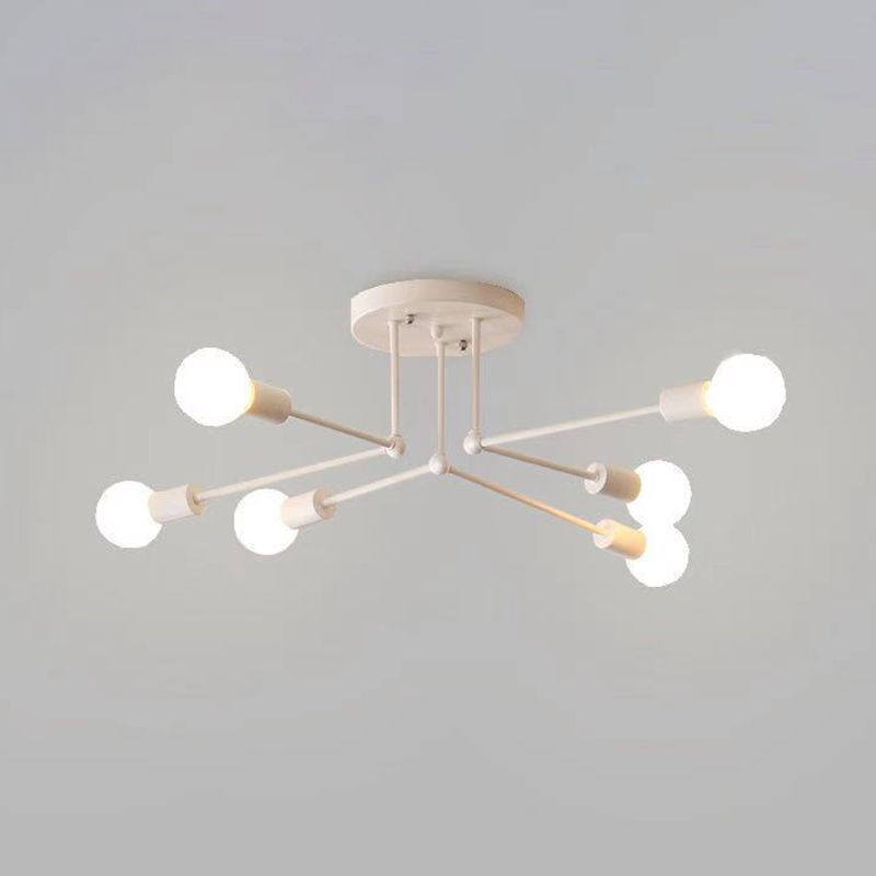 Metallic Semi Flush Light Fixtures Exposed Bulb Modern Bedroom Ceiling Flush Mount Lights