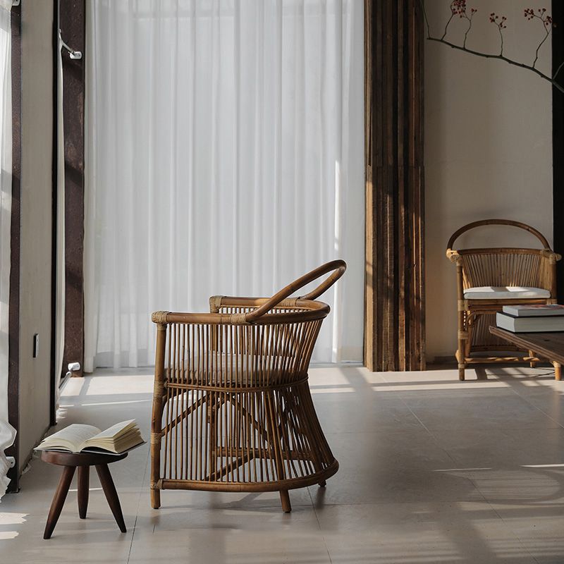 Modern Style Arm Chair Slat Back Dining Accent Chair for Kitchen