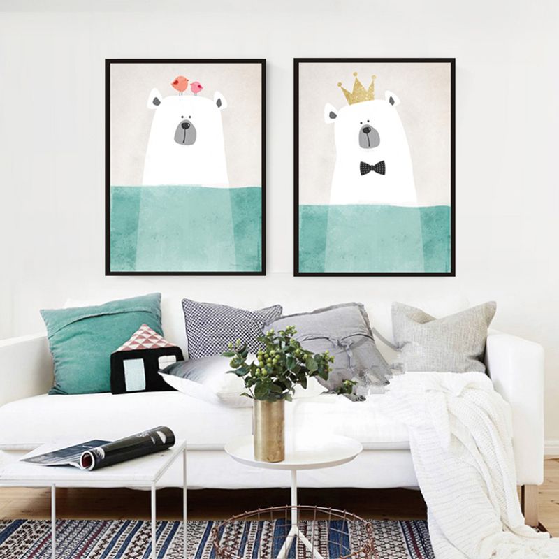 Animal with Rising Water Canvas Print Childrens Art Textured Wall Decor for Kids Bedroom