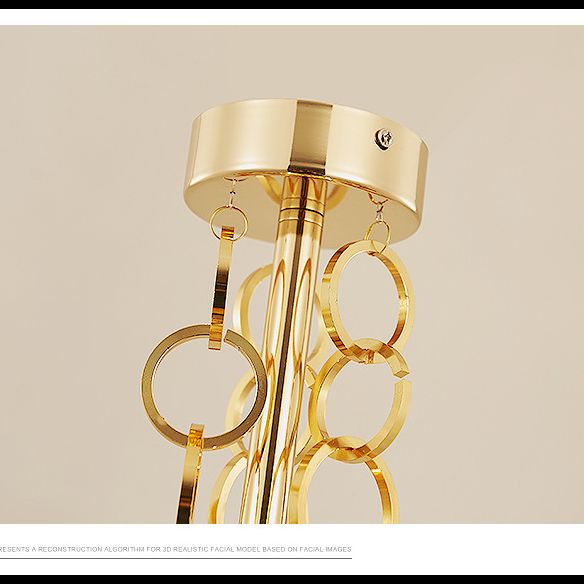 Simplicity Circular Chandelier Light Fixture Metal Living Room Ceiling Pendant Light in Black