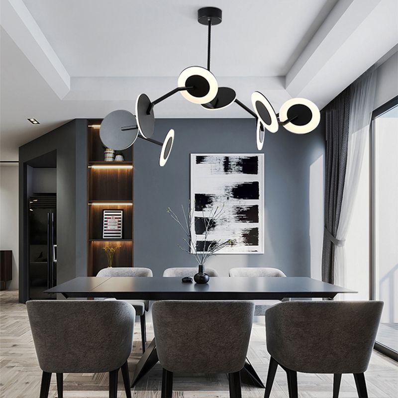 Moderne stijl metalen kroonluchter licht zwarte schotel schaduw hanglamp voor woonkamer