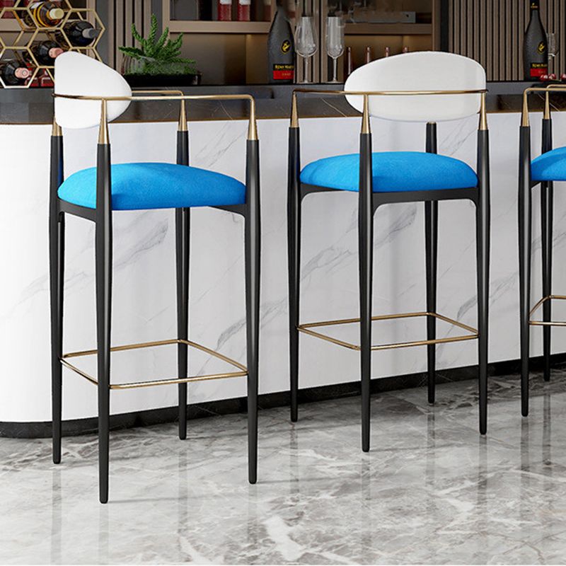 Full Back Upholstered Bar Chair Industrial Arm Rectangle Bar Stool