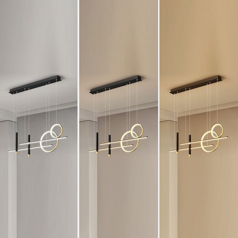 Luce a sospensione dell'isola LED lineare in alluminio in moderna luce del soffitto in ferro battuto in stile creativo con ombra silicone