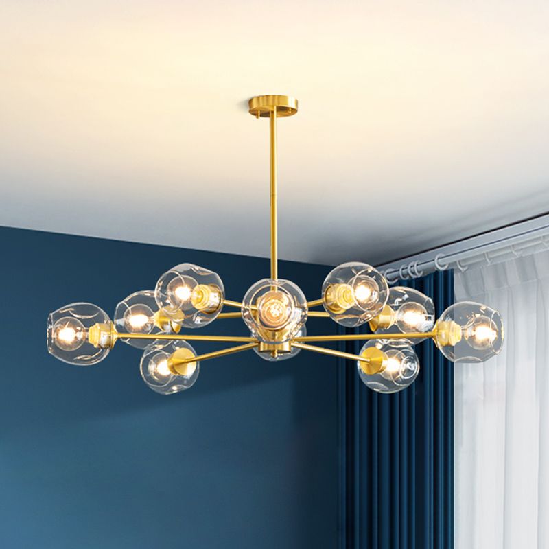 Gold Sputnik lampadario semplicità Simpuzza dell'illuminazione da tonalità in vetro trasparente per camera da letto