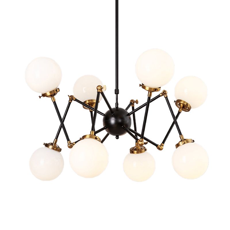 Metal Abstract Pendant Lighting 8 Lights Contemporary Chandelier with Orb Shade for Dining Room