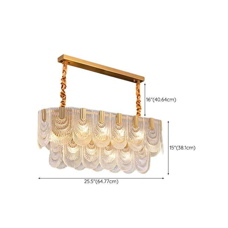 Contemporary Metal Pendant Light with Glass Shade for Living Room