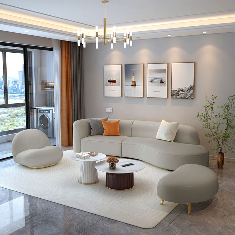 Grey Wooden Sectional Stain-Resistant Sectional Sofa for Living Room