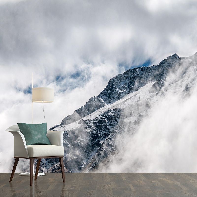 Customized Moisture Resistant Mural Wallpaper Decal Mountain Wall Decor in Soft Color
