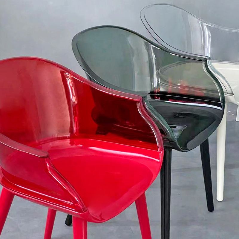 Scandinavian Style Plastic Chair Set Solid Back Arm Kitchen Single Dining Chair