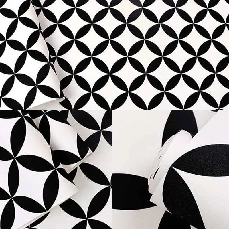 Modern Black and White Wallpaper Vinyl 33-foot x 20.5-inch Simple and Nordic Non-Pasted Wall Covering
