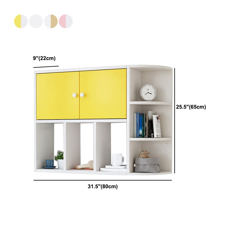 Modern Wall Mounted Bookcase Horizontal Engineered Wood Closed Back Bookshelf
