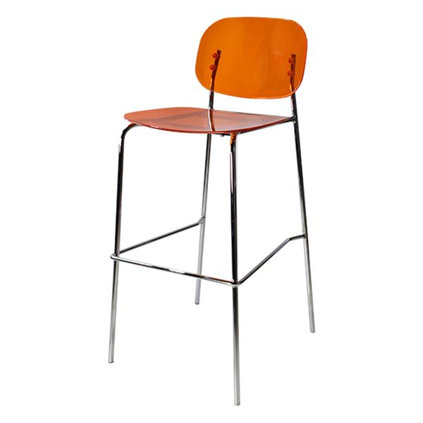 Modern Silver Base Counter Stool Rectangle Acrylic Footrest Counter-height Stool