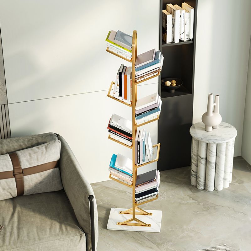 Contemporary Etagere Bookcase Open Back Metal Bookshelf with Shelves