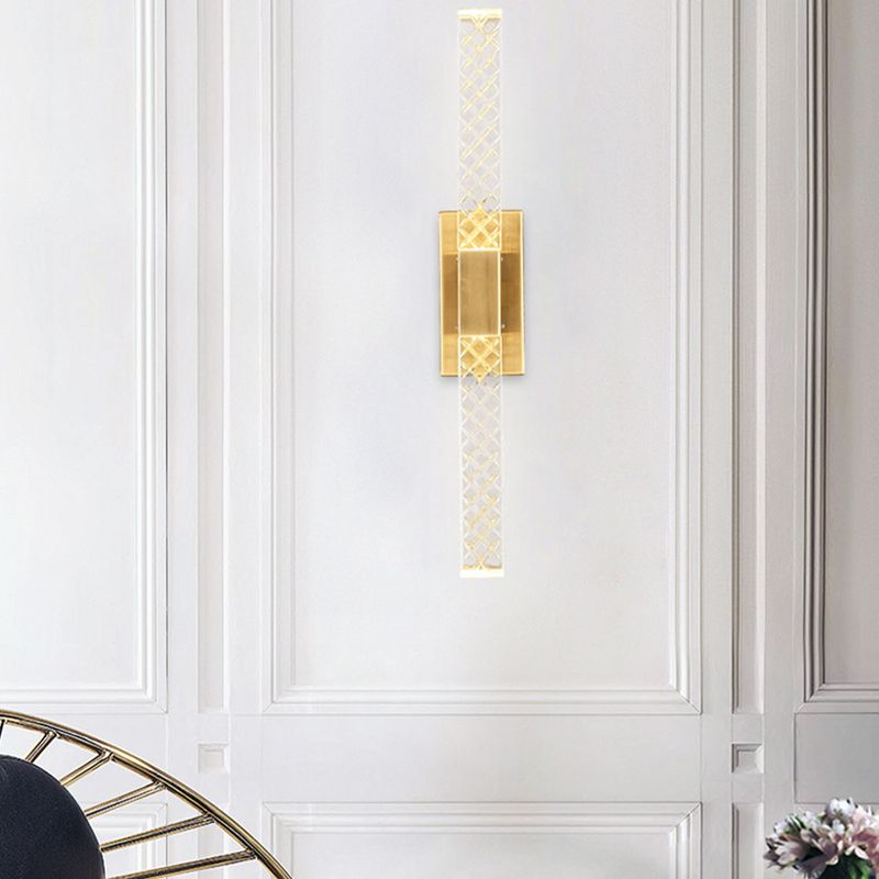 Linearer Schatten mehrlächer Wandleuchten Moderner Kristallwandmontageleuchte in Gold