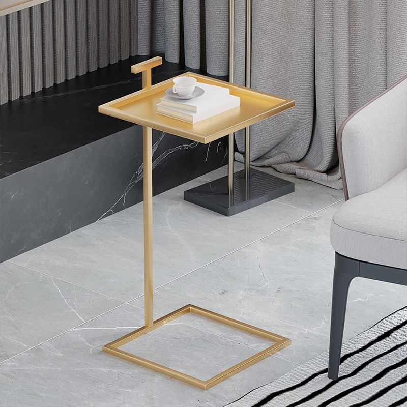 Mid-century Modern Square Tray Top Side Table 23.23" Tall Metal C End Table