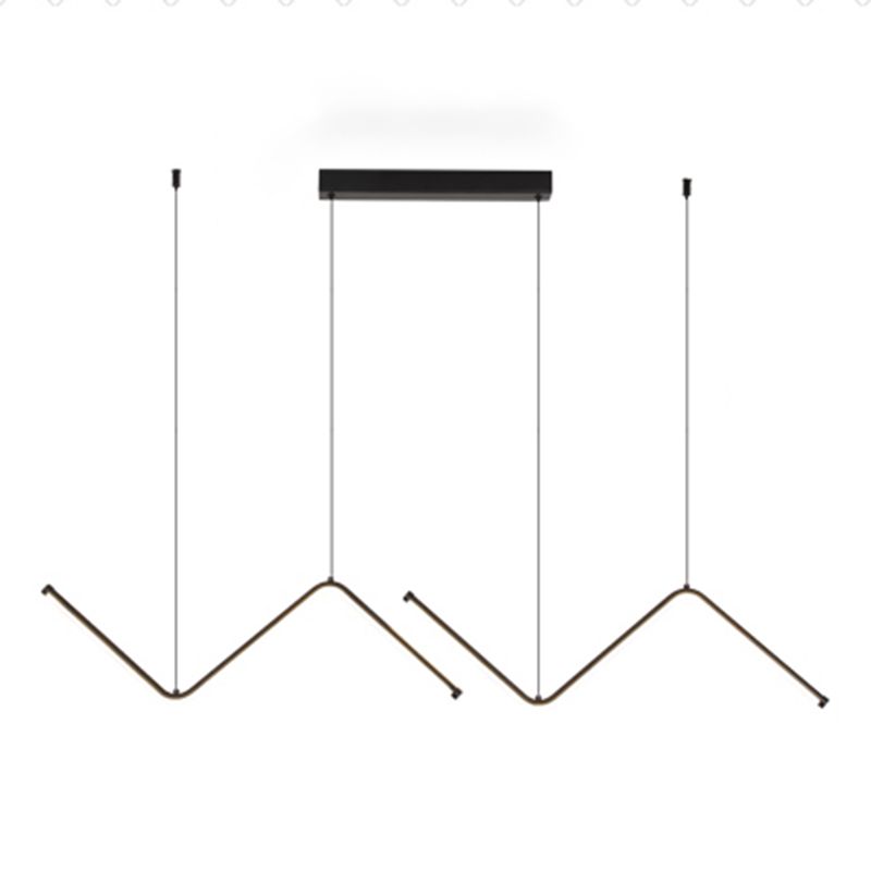 Modern Style Linear Pendant Light Fixtures Metal 2 Lights Led Hanging Lamp