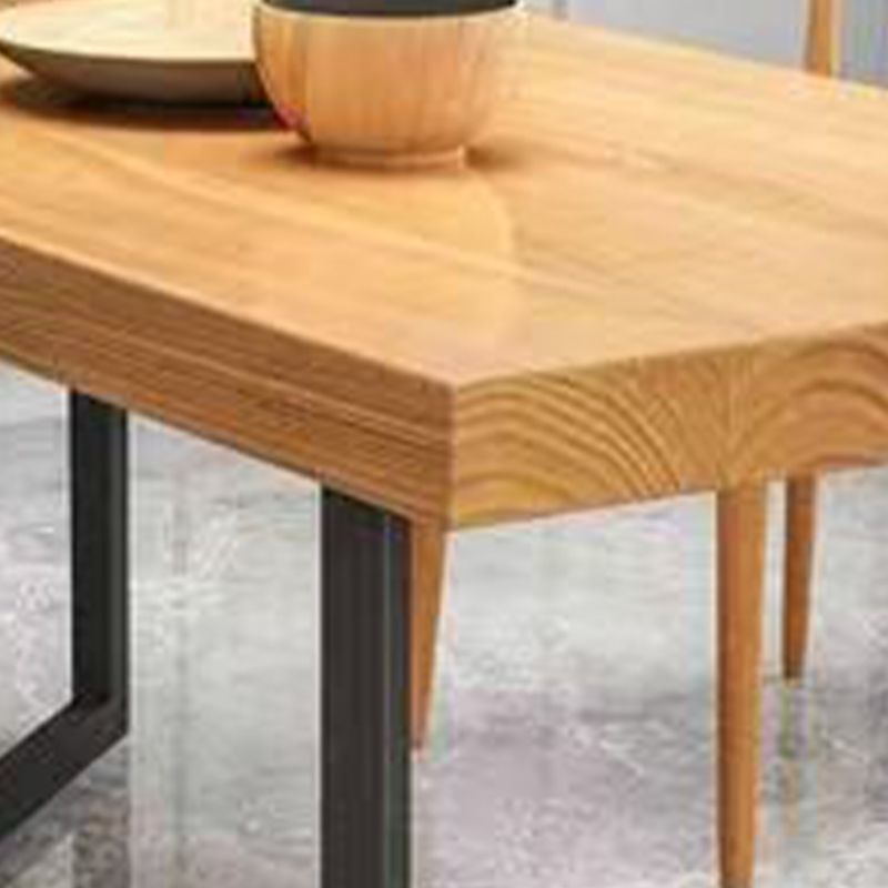 Rectangle Industrial Dining Table Double Pedestal Solid Wood Table