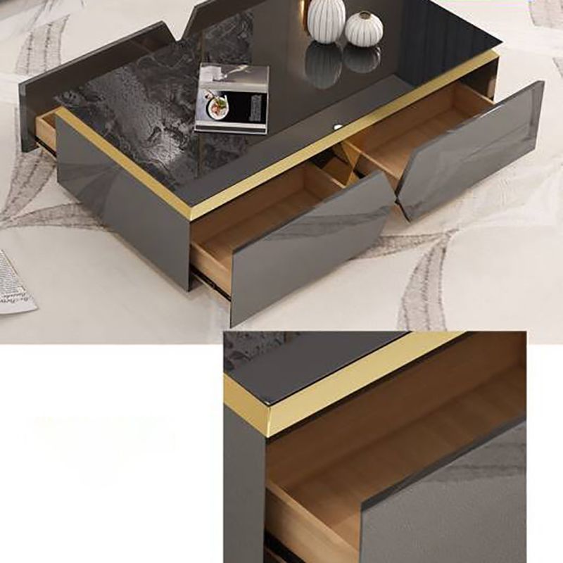 16" W Glam TV Media Stand Enclosed Storage Glass TV Media Console with Drawers