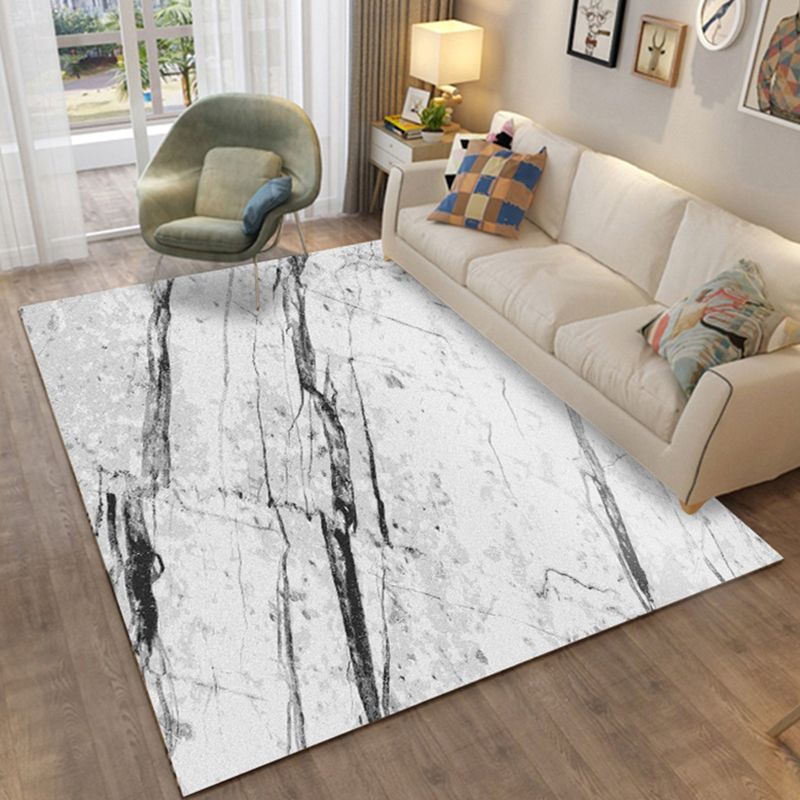 Living Room Indoor Rug Contemporary Marble Print Rug Polyester Washable Area Carpet