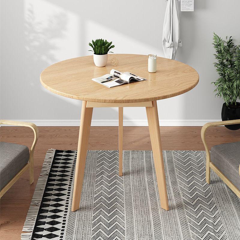 Wood Living Room Side Table Round 3 Legs End Table in White/Natural