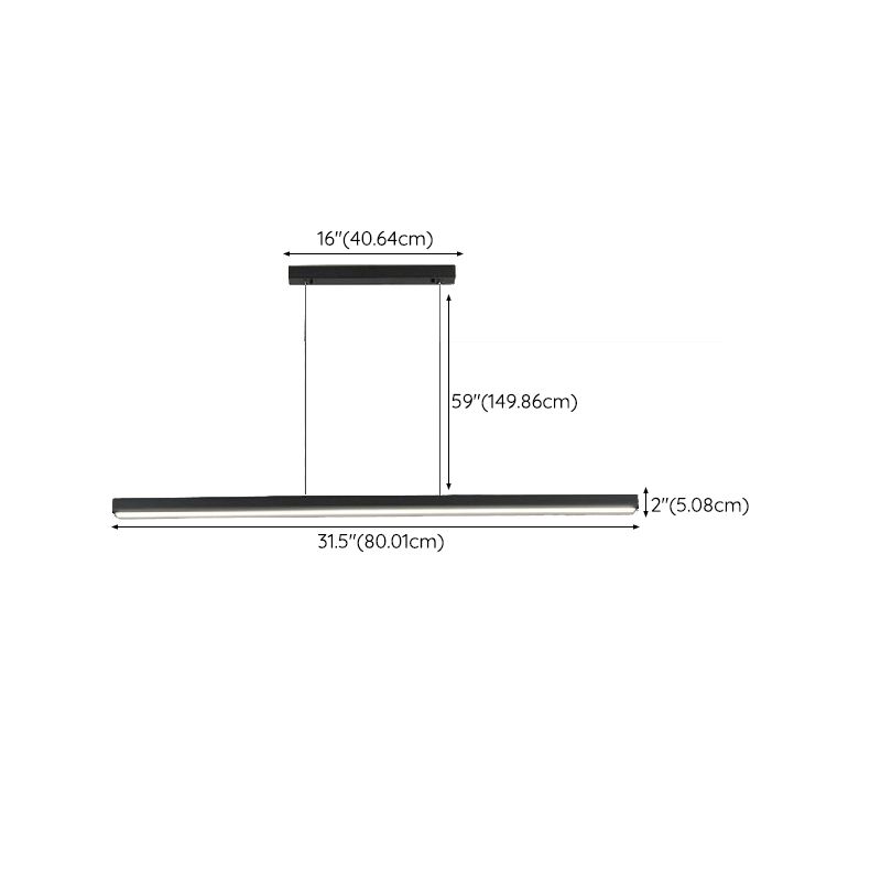 Strip Shape Island Lamp 1-Light LED Island Hanging Lamp with Acrylic Shade for Dining Room