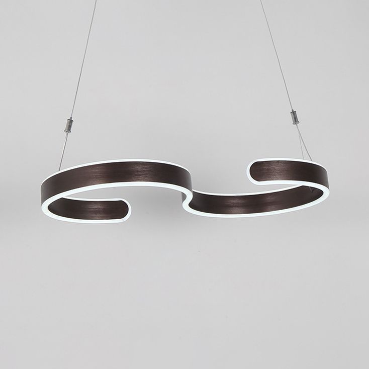 Luz de techo en forma de S marrón/dorado LED moderno de 23.5 "/31.5" de ancho acrílico de ancho en luz cálida/blanca/natural