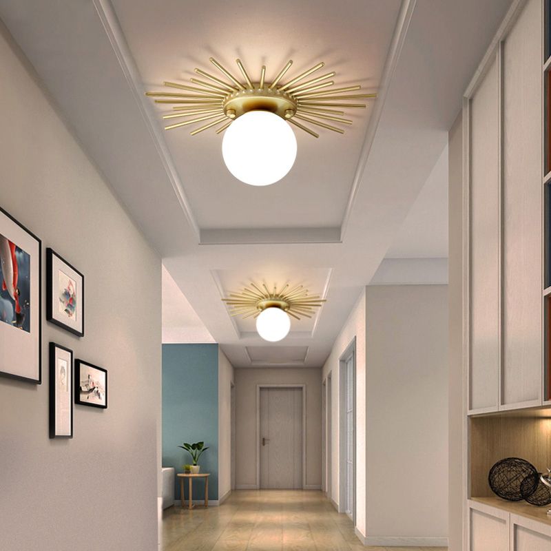 Zeitgenössische Runde Deckenmontage Glas Aisle Ceiling Mount Light Fassung in Weiß