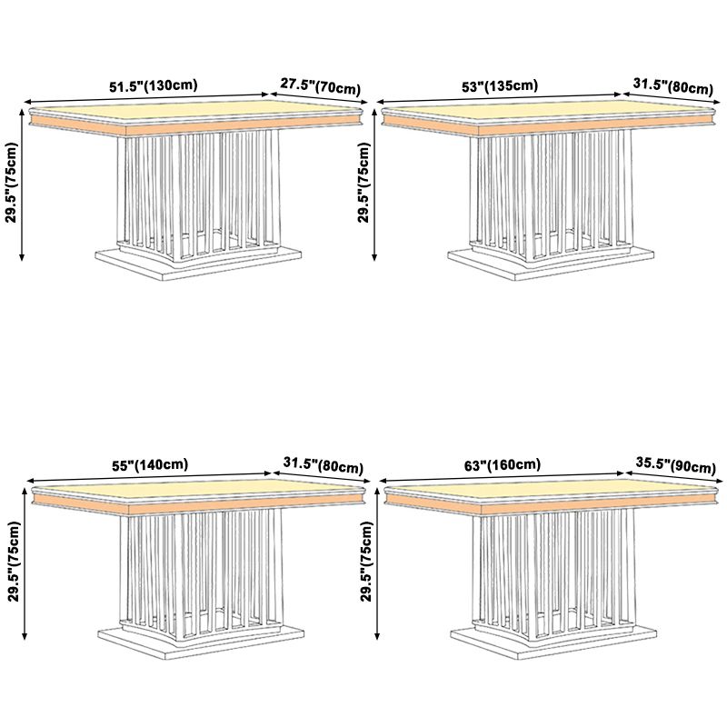 Metal Traditional Luxury Rectangle Indoor Table Marble Top Table with Pedestal