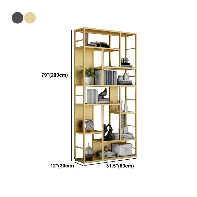 Modern Metal Bookcase Open Shelf Bookshelf for Living Room 79" H X 12" W