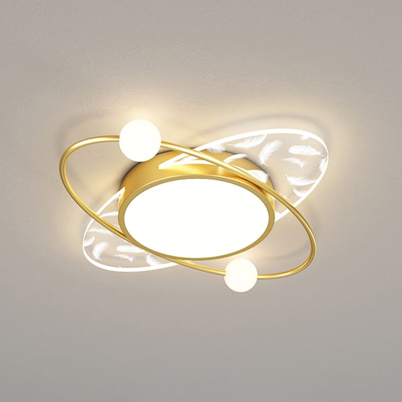 Contemporary Metal LED Flush Light Fixture Geometric Ceiling Flush Mount for Bedroom